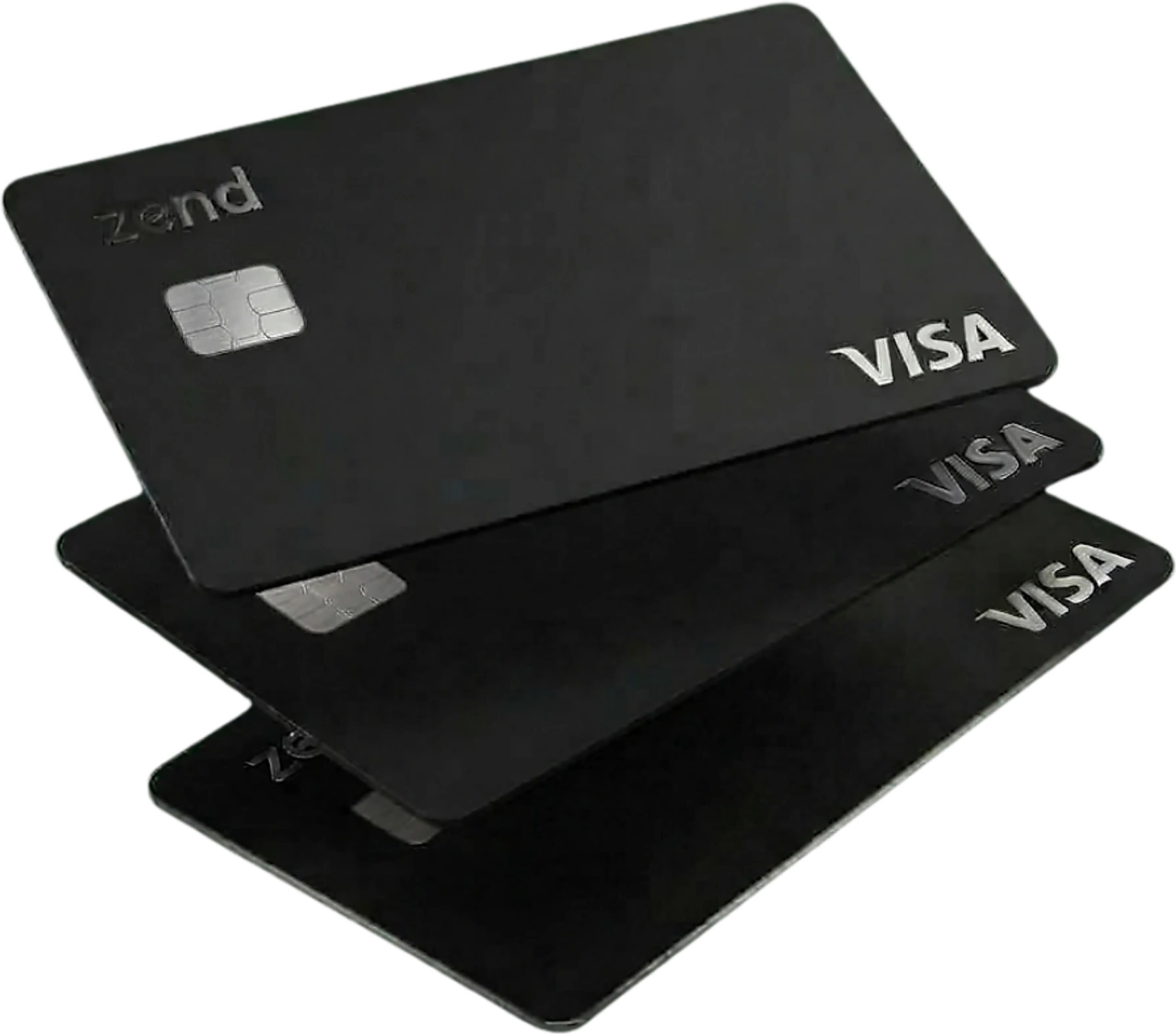 Three black Zend Visa cards